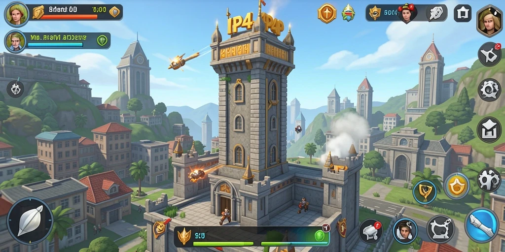 Tampilan gameplay Tower Defense yang menegangkan di 4P4P.