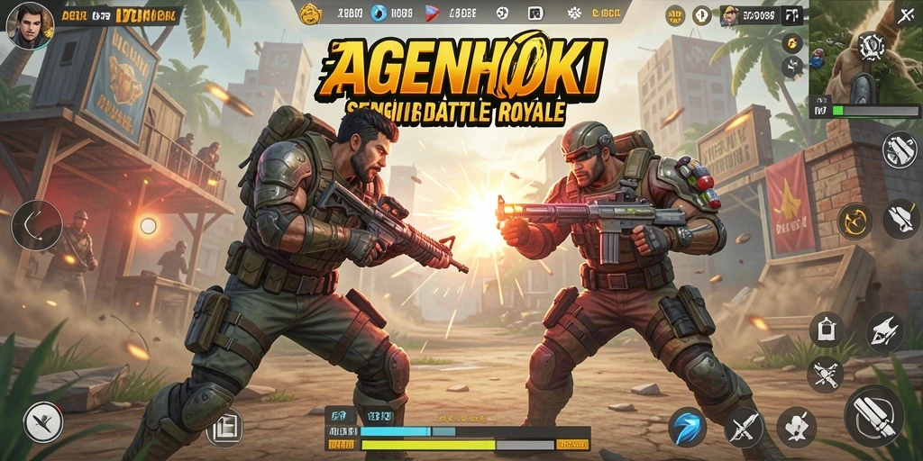 Tampilan seru dari permainan Battle Royale yang mendebarkan.