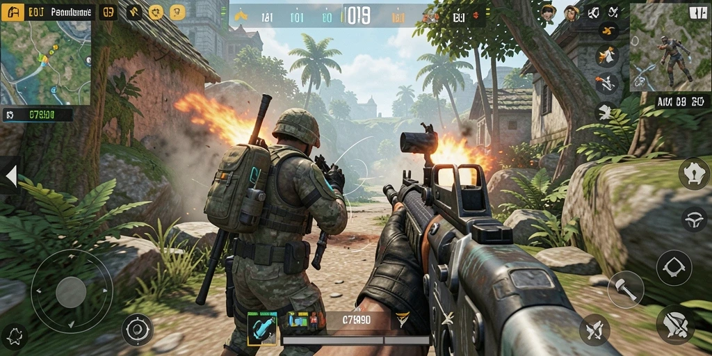 Screenshot gameplay C7890 menampilkan aksi menegangkan dalam TPS.