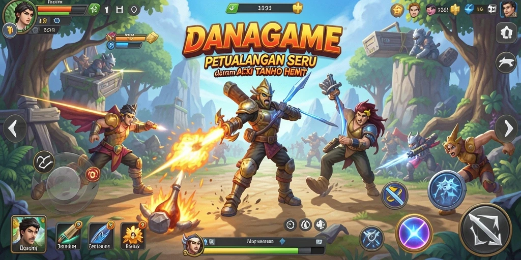 Tampilan gameplay aksi seru di DANAGAME yang memukau.