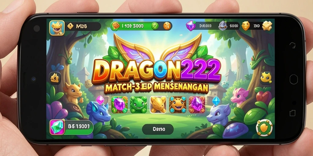Screenshot gameplay DRAGON222 yang menunjukkan aksi mencocokkan permata.
