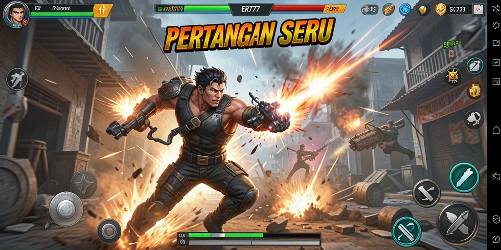 Screenshot menampilkan aksi gameplay intens ER777.