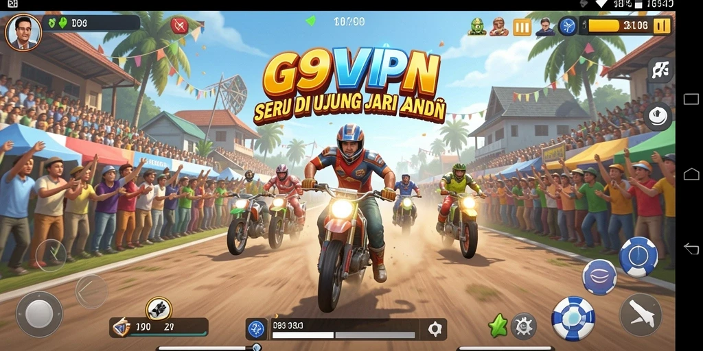 Gameplay G9VIP yang intens dan mendebarkan di trek balap.