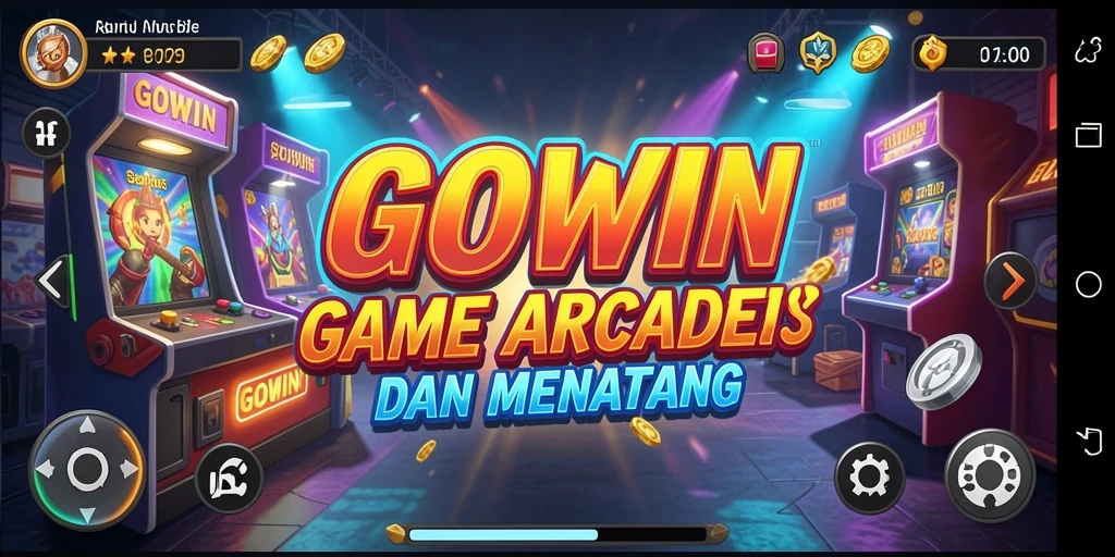 Layar permainan GOWIN menampilkan aksi Arcade yang seru.