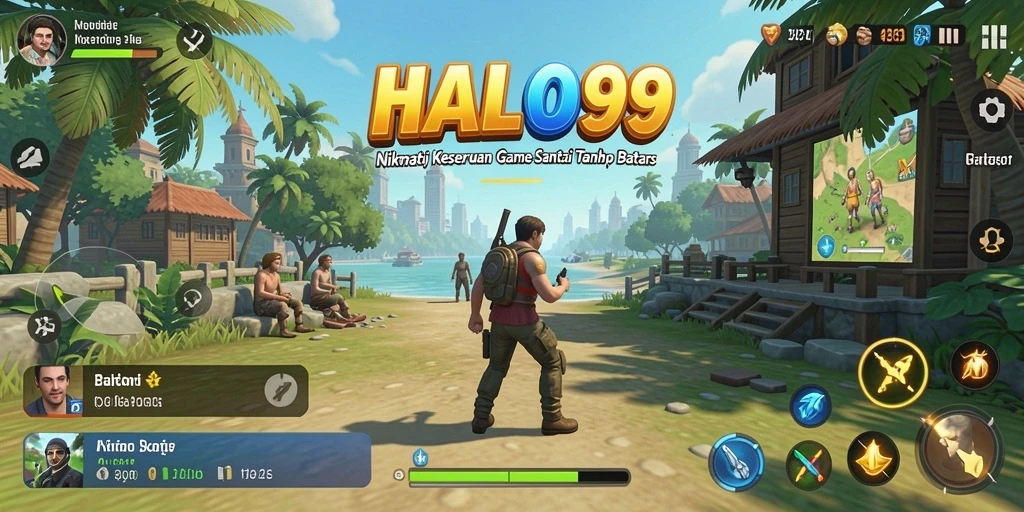 Tangkapan layar utama HALO99 menampilkan gameplay seru yang memukau.