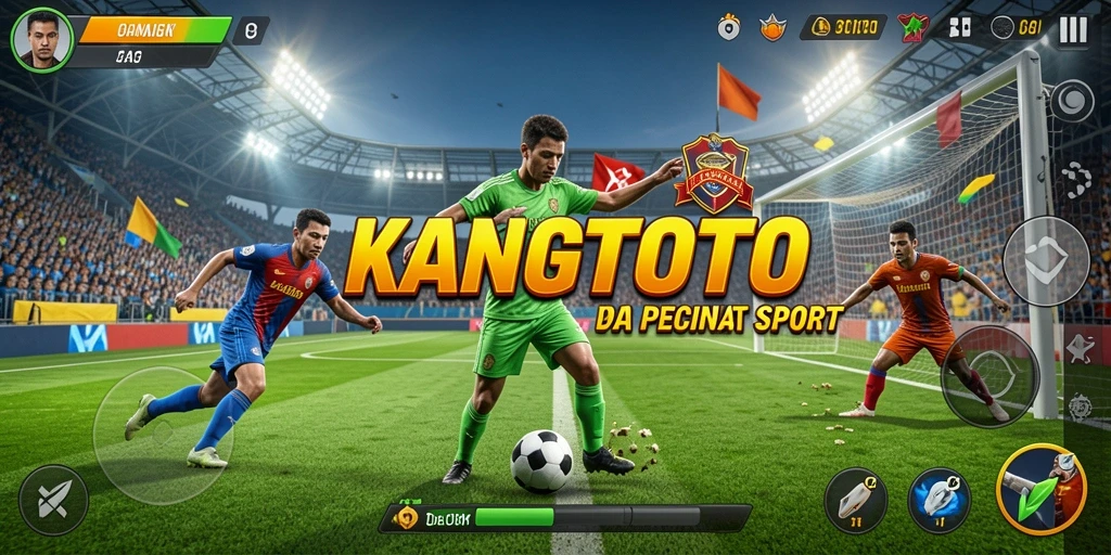 Screenshot utama KANGTOTO menunjukkan aksi seru dalam permainan olahraga.