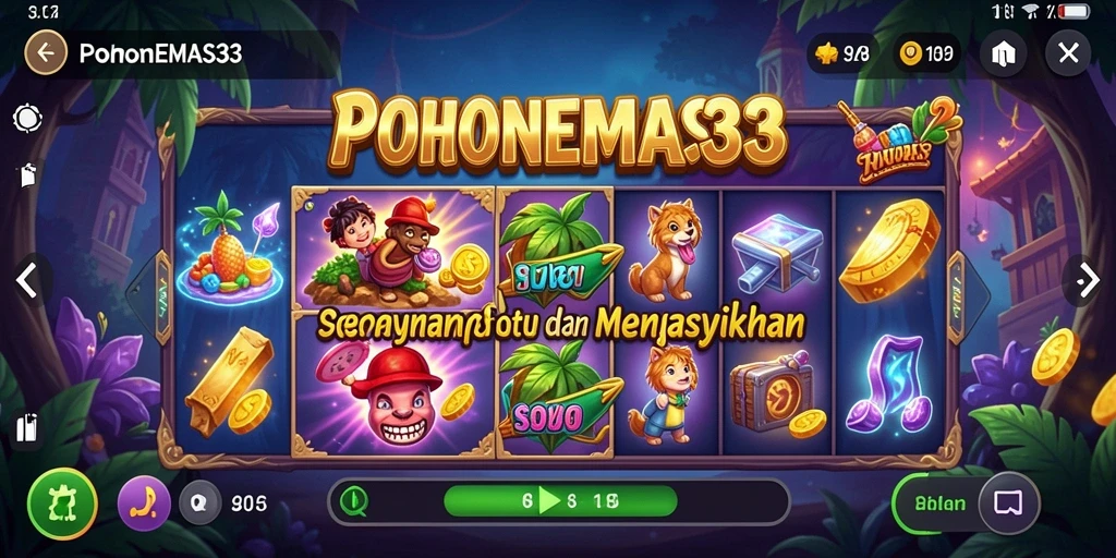 Screenshot gameplay POHONEMAS33 dengan efek slot yang menarik.