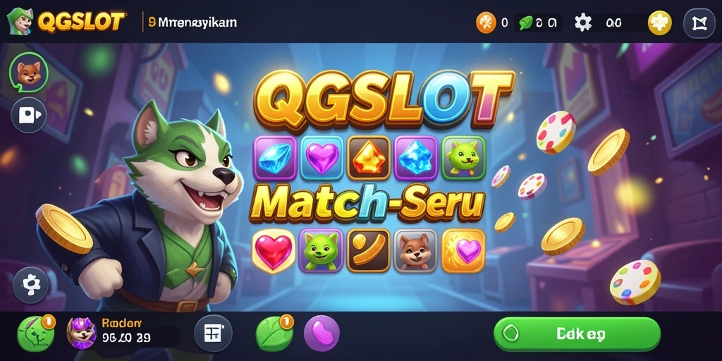 Screenshot QQSLOT menampilkan aksi mencocokkan simbol Match-3 yang seru.