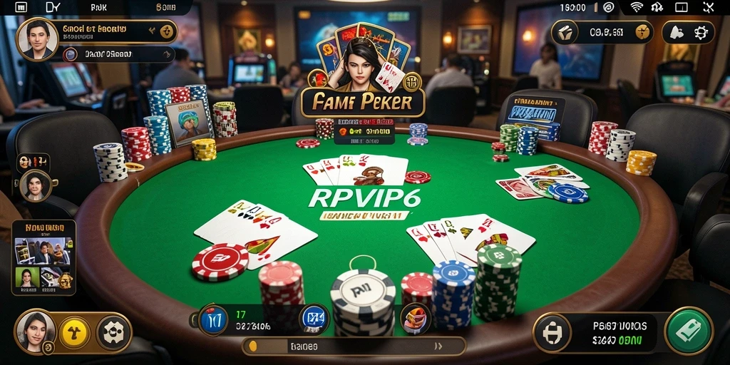 Screenshot RPVIP6 menampilkan gameplay Poker yang seru dan mendebarkan.