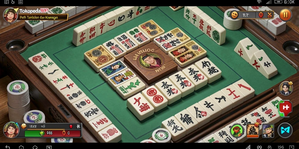 Tampilan gameplay TOKOPEDIAVIP yang penuh aksi Mahjong.