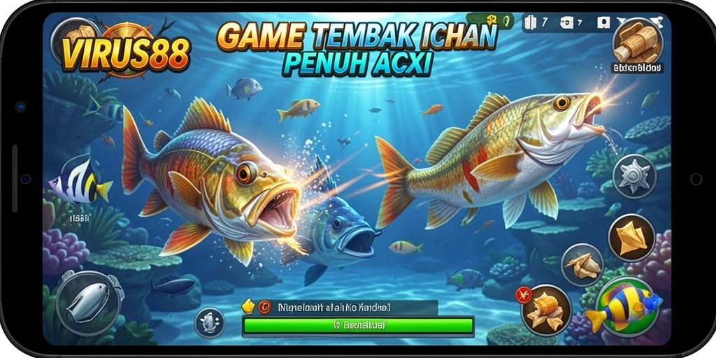 Screenshot gameplay menyenangkan dari VIRUS88 dalam aksi tembak ikan.